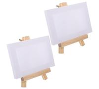 Alipis 2 Sets Wooden Artist Easels with Canvas Frames for Students and Beginners Mini Painting Boards for Oil and Art Portable Tabletop Drawing and Craft Supplies