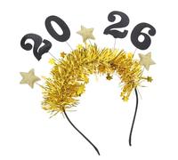 Alipis 2026 New Year Party Headband for Women, Gold Glitter Hairband Stars Design, Festival Hair Accessories for Holiday Celebrations and New Year's Eve