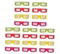 Alipis 20Pcs Glasses for Cardboard Frame with Pet Lens for Movies Games Dvd Home Theater Party Use Red Yellow Green Pink