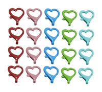 Alipis 20Pcs Heart Shape Lobster Clasps for DIY Keychain Making, Colorful Keychain Connecting Buckles, Jewelry Clasps for Craft Hearts and Accessories