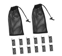 Alipis 20PCS Heavy Duty Mesh Drawstring Gym Bags Breathable Polyester Mesh Organizer for Sports Travel Portable Lightweight Storage Sack for Equipment Black Small