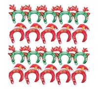 Alipis 20Pcs Inflatable Christmas Headbands Party Favors Lightweight Hairbands with Reindeer Antlers and Santa Hats for Adults Holiday Celebration Accessories