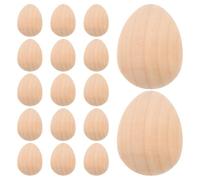 Alipis 20pcs Medium Wooden Easter Eggs DIY Craft Set, Unpainted Blank Egg Ornaments 3.5x3.5x4.5cm, for Easter Drawing and Painting Activities