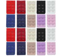 Alipis 20pcs Metal Bra Extension Buckles with 2 Hooks 3 Rows Narrow