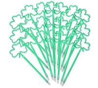Alipis 20pcs Novelty Clover Modeling Pens Green Ballpoint Pens with Smooth and Tidy Writing Plastic Material Creative and Decorative for Students