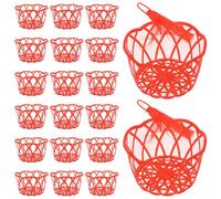 Alipis 20pcs Red Plastic Egg Storage Basket Set with Red Mesh Bags and Drawstring Closures, Reusable Kitchen Egg Holder for Fridge and Farmers Market Use