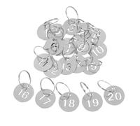 Alipis 20pcs Stainless Steel Numbered Metal Key Tags Round Shape with Stylish Design for Easy Identification and Resisting Wear and Tear, for Home, Office, and Locker Organisation