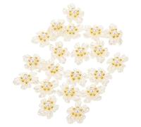 Alipis 20pcs White Acrylic Flower Nail Charms Pearl Beads Small Floral Nail Decorations for Manicure Art Tiny 3D Jewels Accessories for DIY Design