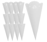 Alipis 20PCS White Hollow Paper Confetti Cones for Wedding Party Decorations Biodegradable Craft Petal Holders Easy Fold DIY Vintage Style Favor Storage