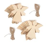 Alipis 20pcs Wood Discs Ornament Angel Hanging Tags with Hole and String, Natural Beige Wooden Craft Decorations for Christmas, Smooth Surface Suitable for Staining, Elegant Delicate