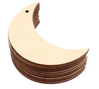 Alipis 20pcs Wooden Moon Shape Slices 7cm X 3.5mm DIY Craft Chips Unfinished Wooden Ornaments for Christmas Tree Pendants and Home Decoration