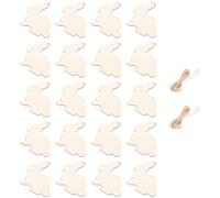 Alipis 20pcs Wooden Rabbit Pendant Easter Ornaments with Rope Beige Smooth Surface Sturdy Hangers for Art Craft Projects and Festival Decoration