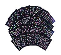 Alipis 24 Sheets Fluorescent Glow Dark Nail Art Stickers Self-Adhesive Flower Butterflies Decals DIY Decor for Women Safe Non-Toxic Material Easy Application