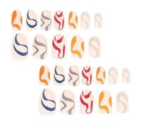 Alipis 24pcs Colorful Line Press On Nails Detachable Artificial Fingernails Curved Tip False Nail Art and Daily Wear