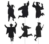 Alipis 24pcs Graduation Cake Toppers 2021 Paper Man Shape Cupcake Picks Unique Celebration Cake Decor for Graduation Party