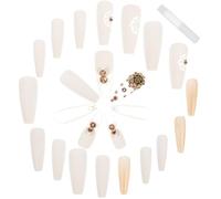 Alipis 24pcs Halloween False Nails Set Classic Gothic Resin Press on Nails with Glue Easy to Use Fake for Halloween Party and Day the Dead