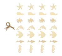 Alipis 28pcs Unfinished Wood Slices Animal Cutouts for DIY Projects, Easy to Paint and Convenient to Use, Khaki Wooden Craft Pieces Under The Sea Party Decorations