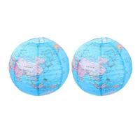 Alipis 2Pcs 30Cm World Map Paper Lanterns Earth Globe Hanging Decorations for Birthday Party Travel Theme, Reusable Folding Paper Lanterns for Home and Event Lighting