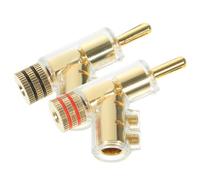 Alipis 2pcs 45 Degree Gold-plated Banana Plug Connectors for Speaker Wire, Locking Right Angle Terminal Adapter for Audio Receiver Amplifier, Home Theater Sound System