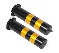 Alipis 2pcs 50cm Black Yellow Steel Driveway Safety Bollards Traffic Barricade Columns Heavy Duty Security Posts for Roadside Vehicle Protection