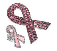Alipis 2pcs Alloy Ribbon Brooch Rhinestone Pin Delicate Elegant Breast Cancer Awareness Women Clothing Backpacks Accessories for Awareness Campaigns 2.04x0.98x0.39in