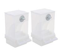 Alipis 2pcs Automatic Feeder Pet Bird Feeder Bird Feeding Accessories White Acrylic Box with Trough Compartment and Openable Lid Suitable for Schoolhouse and Lawn