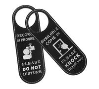 Alipis 2pcs Black Pu Door Sign Hangers for Office Indoor Use Multi-function Door Knob Signs with Fine Workmanship for Please Do Not Disturb Or Recording Notices