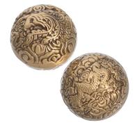 Alipis 2pcs Brass Hand Exercise Balls 500g Each with Vintage Dragon Phoenix Pattern, Lightweight Grip Strengthening Round Massage Balls for Family Fun and Office Use