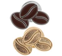 Alipis 2pcs Cartoon Coffee Bean Brooch Metal Decorative Sweater Corsage Clothing Decor Accessory for Lapel Pin