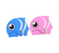 Alipis 2pcs Cartoon Fish Silicone Swim Caps Ear Protection Pool Headwear for Boys Long Hair Training