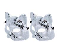 Alipis 2pcs Cat Shaped Disco Mirror Masks for Men and Adults, Full Face Cover with Reflective Sequins, Plastic and Glass Material, for Classic Venice Carnival Mask Gatherings and Party