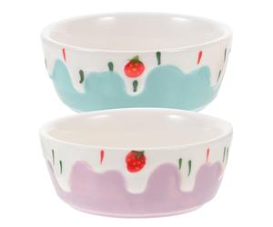 Alipis 2pcs Ceramic Animal Food Bowls for Hedgehogs and Guinea Pigs with Deep Design and Anti-spill Feature, Assorted Colour Small Pet Feeding Bowls for Stress-free Mealtime