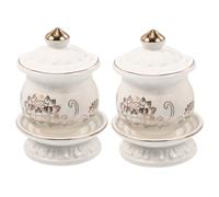Alipis 2pcs Ceramic Lotus Water Offering Cup for Temple and Home Use Elegant Buddhist Supply with Thick Polished Bottom Delicate Relief Design for Water Supply and Ritual Decoration