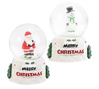 Alipis 2Pcs Christmas Light Snow Globes with Santa and Snowman Designs Small Glass Globe Desk Decor Clear Crystal Ball with LED Lighting for Holiday Party Festive Window and Shelf