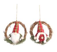 Alipis 2PCS Christmas Wreath for Front Door: 5.9 Inch Hanging Santa Gnome Christmas Wreath - Front Door Sign Ornament for Window Wall Porch Xmas Home Decor