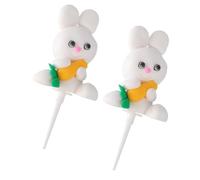 Alipis 2pcs Clay Carrot Bunny Birthday Cupcake Toppers for Festival and Party Decorations, Assorted Colour Cake Party Toppers