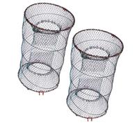 Alipis 2pcs Collapsible Fishing Cage Basket 25cm Diameter Nylon Fish Shrimp Crab Crawdad Trap Net Portable Bait Trap for Minnows Crayfish Crawfish Fishing