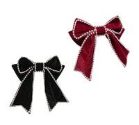 Alipis 2Pcs Creative Female Bowknot Hairpin with Rhinestone Unique Vintage Style Hair Clips for Women Delicate Hair Ornaments in Black and Burgundy for Parties and Daily Wear