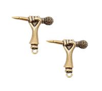 Alipis 2pcs Creative Microphone Keychain Decor DIY Pendant Accessory | Reserved Hole, Easy to Use, Handbag and Backpack Charm, Pink Key Chain Included