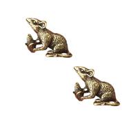 Alipis 2pcs Creative Mouse-shaped Key Chain Pendant in Antique Brass Key Ring for Hanging Zodiac Charms Mouse Ornament