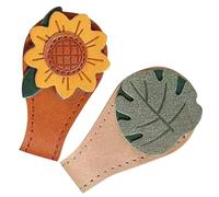 Alipis 2pcs Cute Sunflower and Leaf Magnetic Bookmarks Made of Pu Leather with Lightweight Multifunctional Use, Plant Shaped Page Holders for Reading and Learning