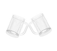 Alipis 2pcs Double Wall Freezer Mugs Clear Insulated Beer Cups with Handles Reusable Frosty Drinkware for Ice Cold Beverages Summer Use