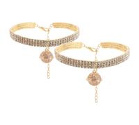 Alipis 2pcs Elastic Rhinestone Pet Collar with Convenient Hollow Bell for Cats and Dogs, Elegant Bling Metal Necklace Suitable for Parties and Holidays, Adjustable and Fashionable
