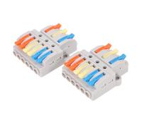 Alipis 2pcs Electrical Wire Connectors Lever Terminal Blocks 3 in 6 Out Plug and Play Compact Nylon Copper Connectors for Automotive Application 0.08-40mm² 300v 600v 32a