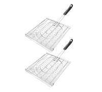 Alipis 2pcs Foldable Bbq Grill Tray with Stainless Steel and Plastic Handles, Versatile Design Resistant to Deformation, Compact Bread Baking Cookware for Home and Camping Use