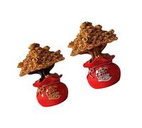 Alipis 2pcs Fortune Tree Decor Stylish Money Tree Adornment for Home Office Compact Multi Purpose Cake Decoration Creative present Bright Colors for Wealth Prosperity Random Color
