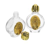 Alipis 2pcs Glass Holy Water Bottles with Embossed Design Small Empty Water Containers for Storing Perfume for Church or Home Use