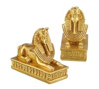 Alipis 2pcs Golden Resin Sphinx Figurines Ancient Egyptian Craft Home Office Desktop Decoration Teaching Prop Model for Festival and Unique Ornament Collection