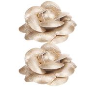 Alipis 2pcs Golden Satin Fabric Flower Shoe Clips for Flats and Pumps, Easy Attachment and Removable Decorative Shoe Embellishments for Weddings and Parties