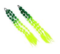 Alipis 2pcs Gradient Bubble Braided Ponytail Hair Extensions with Neon Green Faux Synthetic Hairpieces for Women and Handwoven Festival Accessories for Music Carnivals Easy Installation